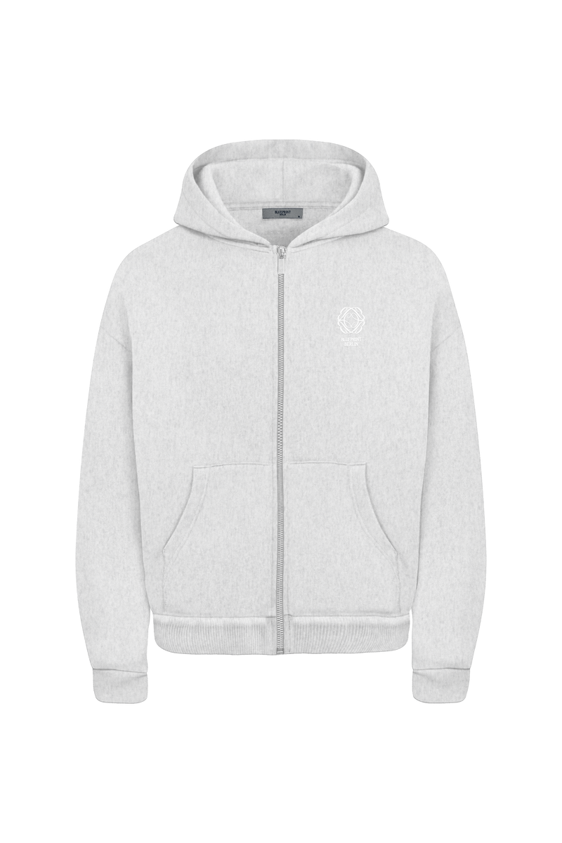 Light Grey Melange Zip Hoodie