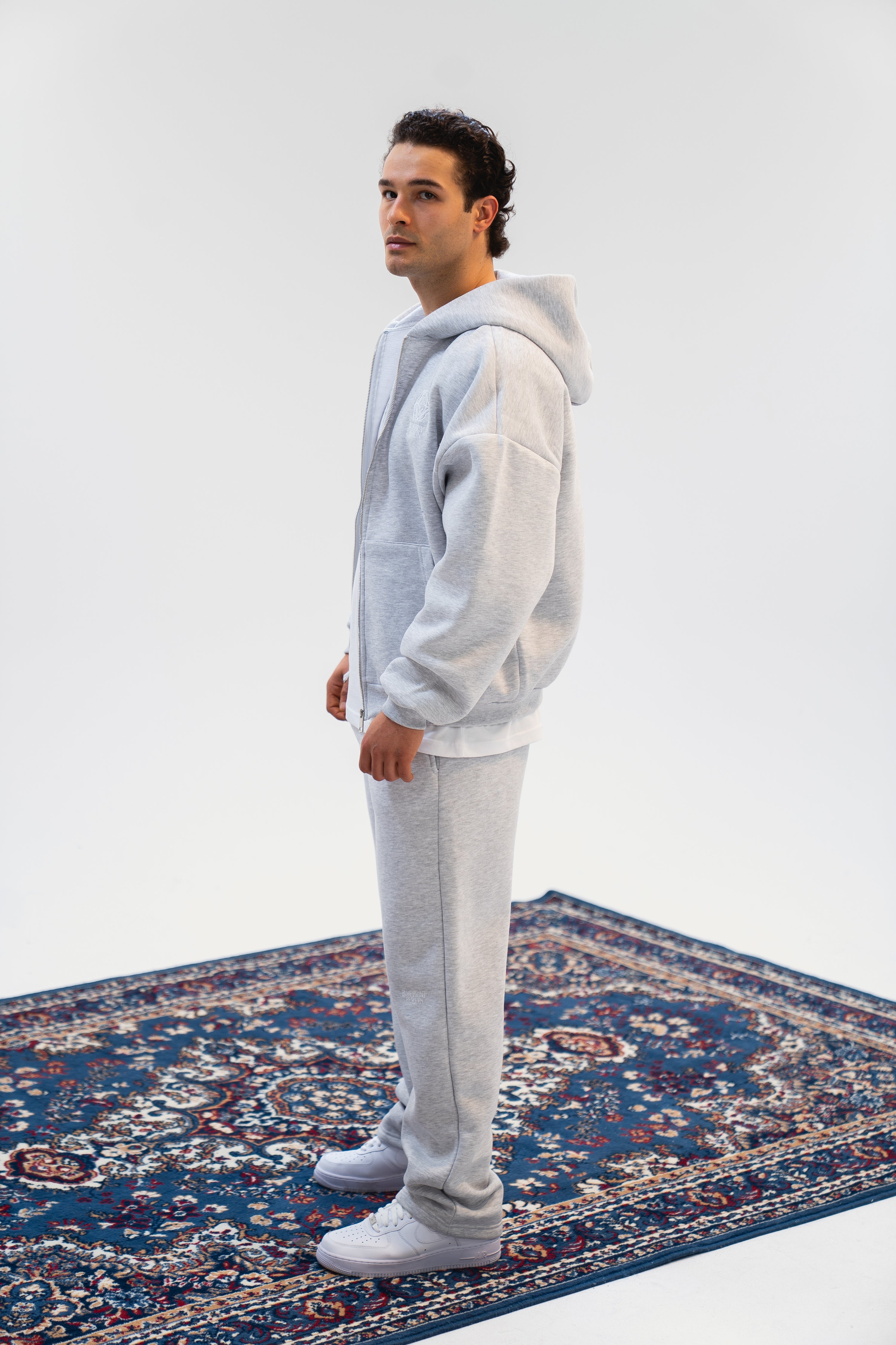 Light Grey Melange Zip Hoodie