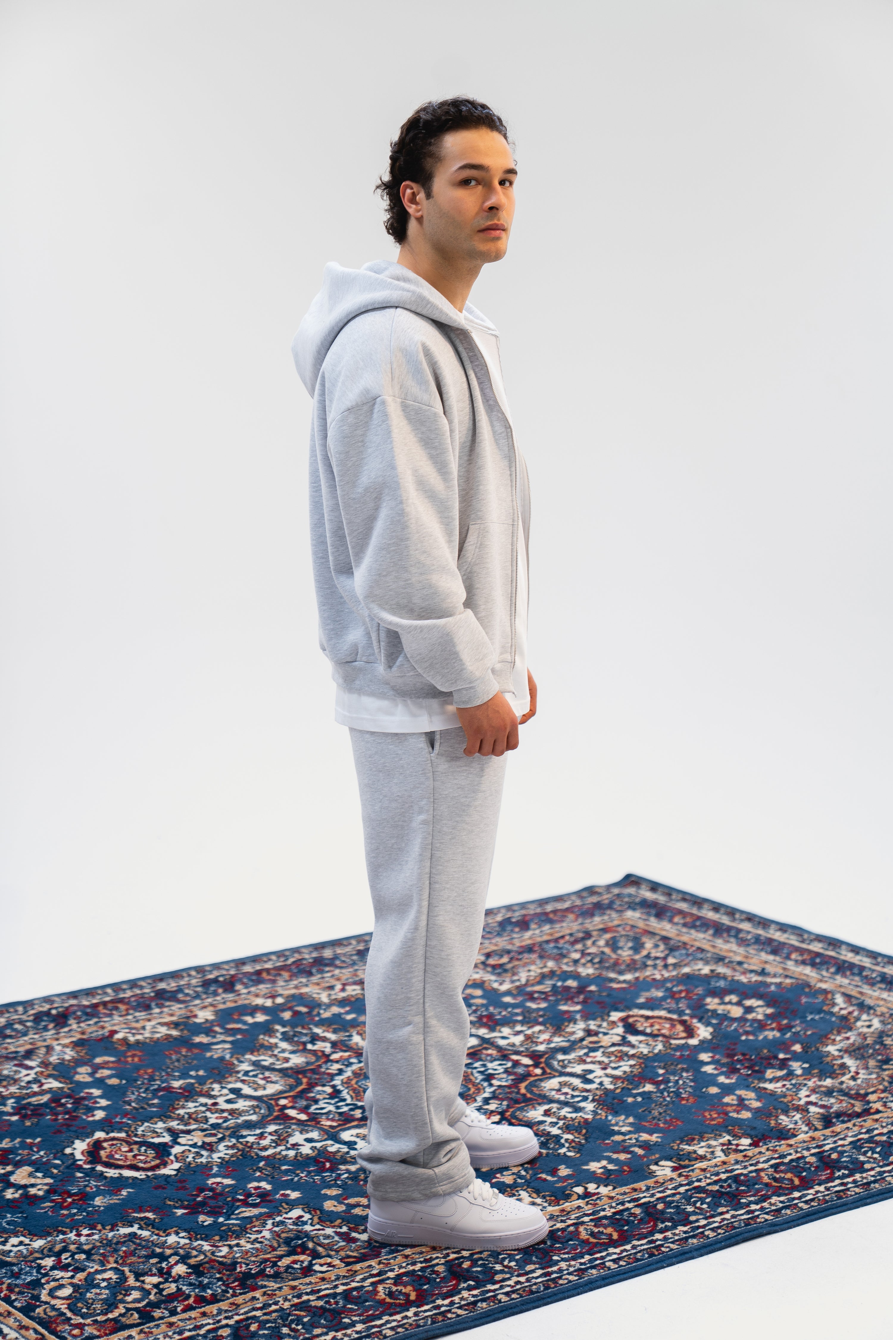 Light Grey Melange Zip Hoodie